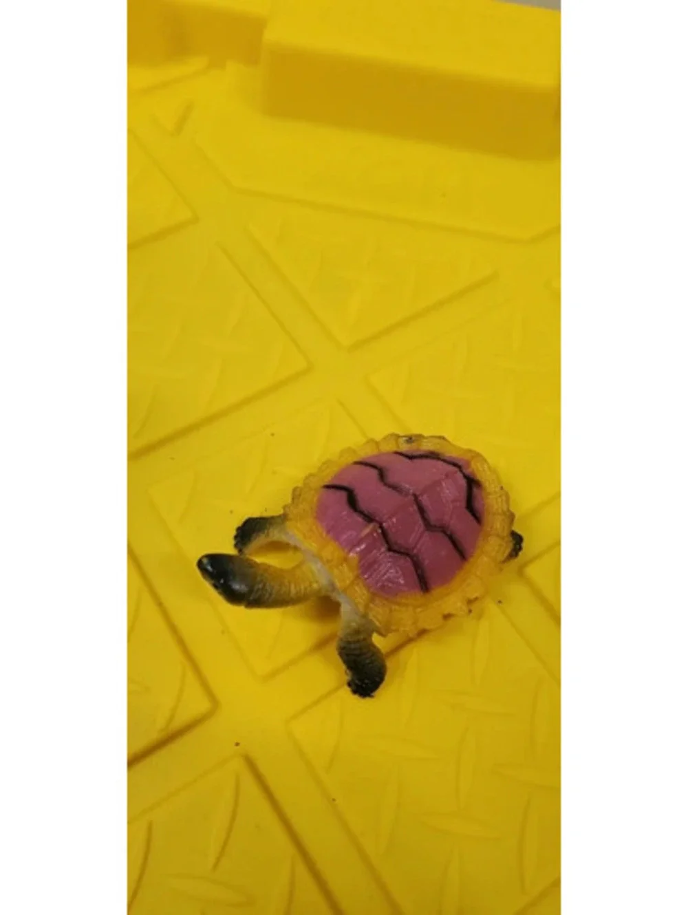 Vintage Plastic Turtle Figurine Yellow/Pink Toy Animal Mini Figure